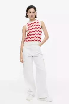 Свитер ажурной вязки без рукавов H&M, красный