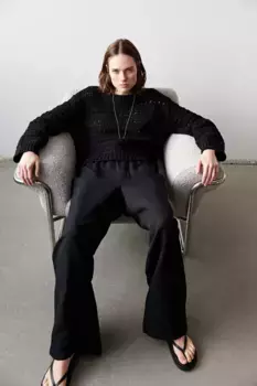 Свитер ажурной вязки H&M, черный