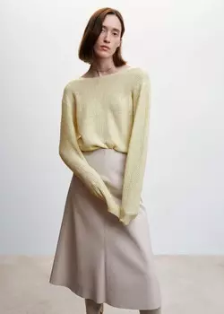 Свитер ажурной вязки MANGO, пастельный зеленый