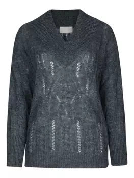 Свитер ажурной вязки с V-образным вырезом I BLUES, серый