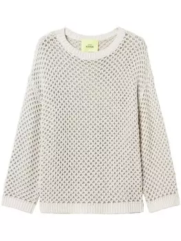 Свитер ажурной вязки TWINSET с люрексом, белый