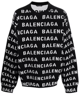 Свитер Balenciaga Allover Logo, черный