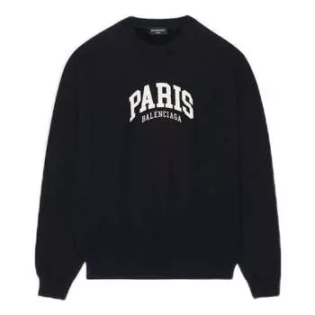 Свитер Balenciaga Cities Paris Crewneck Sweatshirt 'Black White', черный
