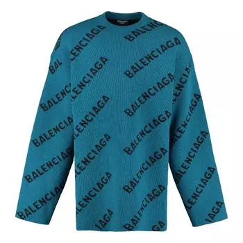 Свитер Balenciaga Jacquard Crew-neck, бирюзовый