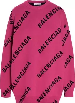 Свитер Balenciaga Logo Jacquard Sweater 'Pink', розовый