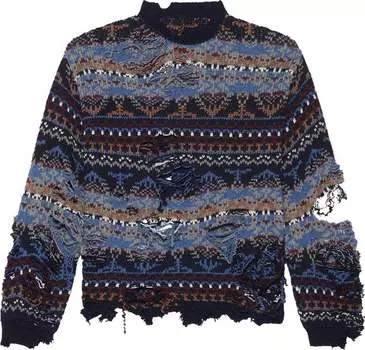 Свитер Balenciaga Ripped Sweater 'Navy/Multicolor', синий