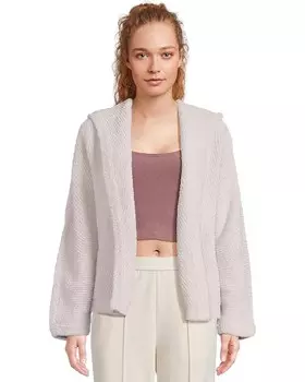 Свитер Barefoot Dreams CozyChic Chevron Rib Cardigan, серебряный