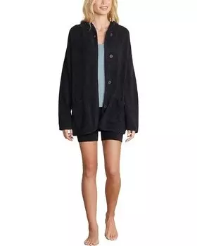 Свитер Barefoot Dreams CozyChic Lite Curved Hem Hooded, черный