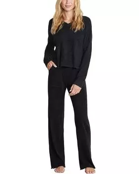 Свитер Barefoot Dreams CozyChic Lite Diamond Pointelle Pullover, черный