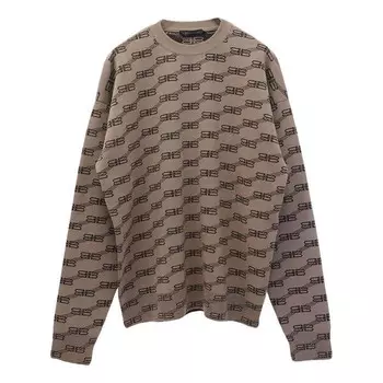 Свитер bb allover crewneck knit sweater 'beige' Balenciaga, бежевый