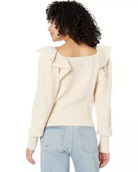 Свитер BCBGMAXAZRIA Ruffle Shoulder Sweater, цвет Champagne