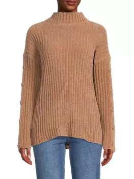 Свитер Bcbgmaxazria с воротником в рубчик, коричневый