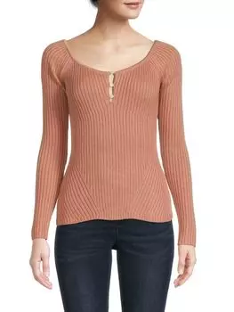 Свитер Bcbgmaxazria в рубчик из смесовой шерсти мериноса, светло-розовый