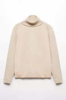 Свитер Bella тонкой вязки с поло Mango, бежевый