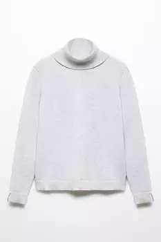 Свитер Bella тонкой вязки с поло Mango, серый