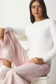 Свитер - Белый - Приталенный Happiness stanbul, белый