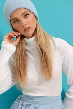 Свитер - Белый - Приталенный Trend Alaat Stili, белый