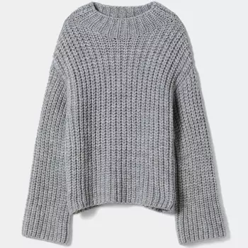 Свитер Bershka Mock Turtleneck, серый