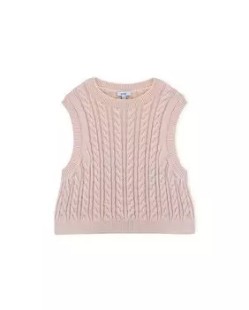 Свитер без рукавов для девочки косой вязки Knot, бежевый