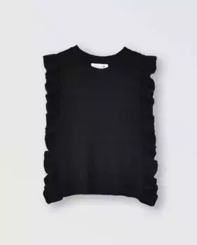 Свитер без рукавов для девочки с рюшами Mini Molly, черный