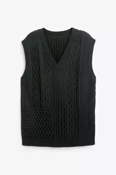 Свитер без рукавов косой вязки Next, черный