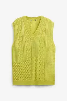 Свитер без рукавов косой вязки Next, зеленый