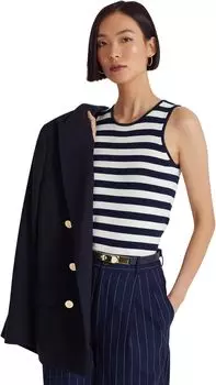Свитер без рукавов в полоску для миниатюрных размеров из хлопковой смеси LAUREN Ralph Lauren, цвет French Navy/White