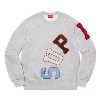 Свитер big logo arc crewneck sweater 'grey blue red' Supreme, серый