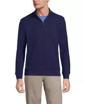 Свитер Big & Tall Bedford Rib с застежкой на четверть Lands' End, синий