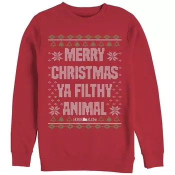 Свитер Big & Tall Home Alone Merry Christmas Ya Filthy Animal, флисовый свитер с рисунком Licensed Character, красный