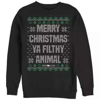 Свитер Big & Tall Home Alone Merry Christmas Ya Filthy Animal, флисовый свитер с рисунком Licensed Character, черный
