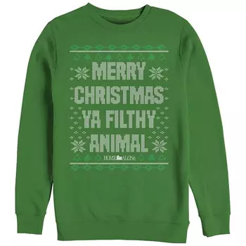 Свитер Big & Tall Home Alone Merry Christmas Ya Filthy Animal, флисовый свитер с рисунком Licensed Character, цвет Kelly