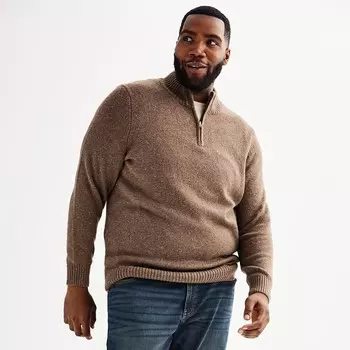 Свитер Big & Tall Sonoma Goods For Life из джерси с молнией на четверть, цвет Brown Nep