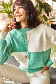 Свитер - Бирюзовый - Классический крой Olalook, бирюзовый