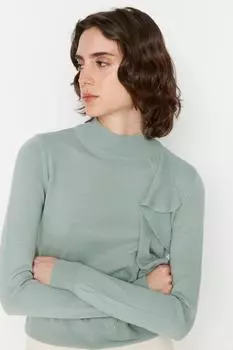 Свитер - Бирюзовый - Классический крой Trendyol, бирюзовый