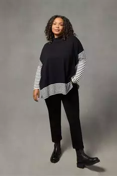 Свитер Black Stripe расклешенного кроя Live Unlimited, черный