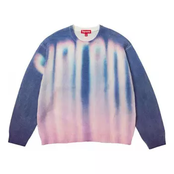 Свитер blurred logo sweater 'blue white pink' Supreme, синий