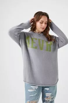 Свитер больших размеров 4EVR с графическим вырезом Forever 21, серый