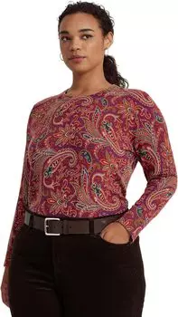 Свитер больших размеров из хлопковой смеси с рисунком пейсли LAUREN Ralph Lauren, мульти