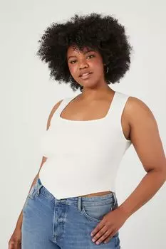 Свитер больших размеров, вязаная майка с V-образным краем Forever 21, белый