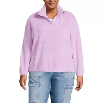 Свитер большого размера из шерпы с полумолнией Lands' End, цвет blushed lilac