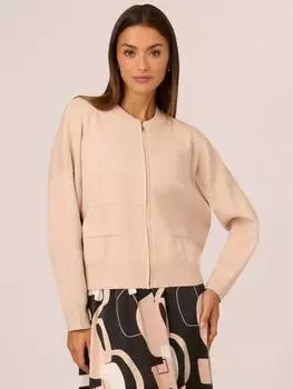 Свитер-бомбер с длинным рукавом Adrianna Papell, цвет Champagne Blush
