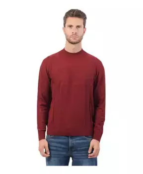 Свитер бордо из ткани с тиснением макрологотипа. Armani Exchange, красный