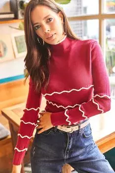 Свитер - Бордовый - Приталенный Olalook, бордовый