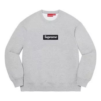 Свитер box logo crewneck 'grey black white' Supreme, серый