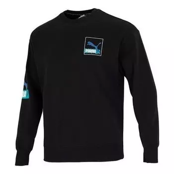 Свитер brand love crew sweatshirt 'black' Puma, черный