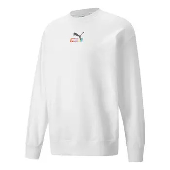 Свитер brand love sweatshirt 'white' Puma, белый