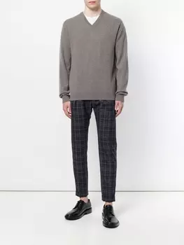 Свитер 'Burlington' с V-образной горловиной N.Peal, серый