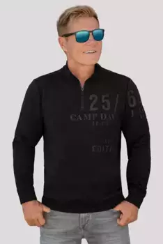 Свитер CAMP DAVID, с молнией на воротнике-стойке, черный