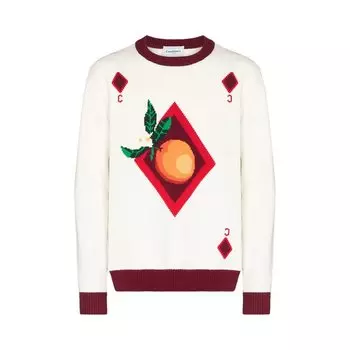 Свитер Casablanca Orange Card Intarsia Sweater 'Off White', белый